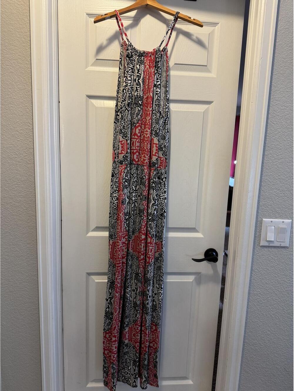 Bohemian Maxi Dress with Geometric Pattern SZ Medium - Picture 3 of 4